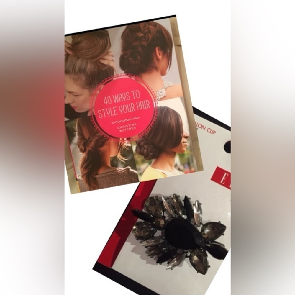 Elle Jeweled Hair Clip + Book -How to Style Your Hair Bundle - - NWT